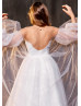 Beaded White Organza Keyhole Back Fairy Flower Girl Dress